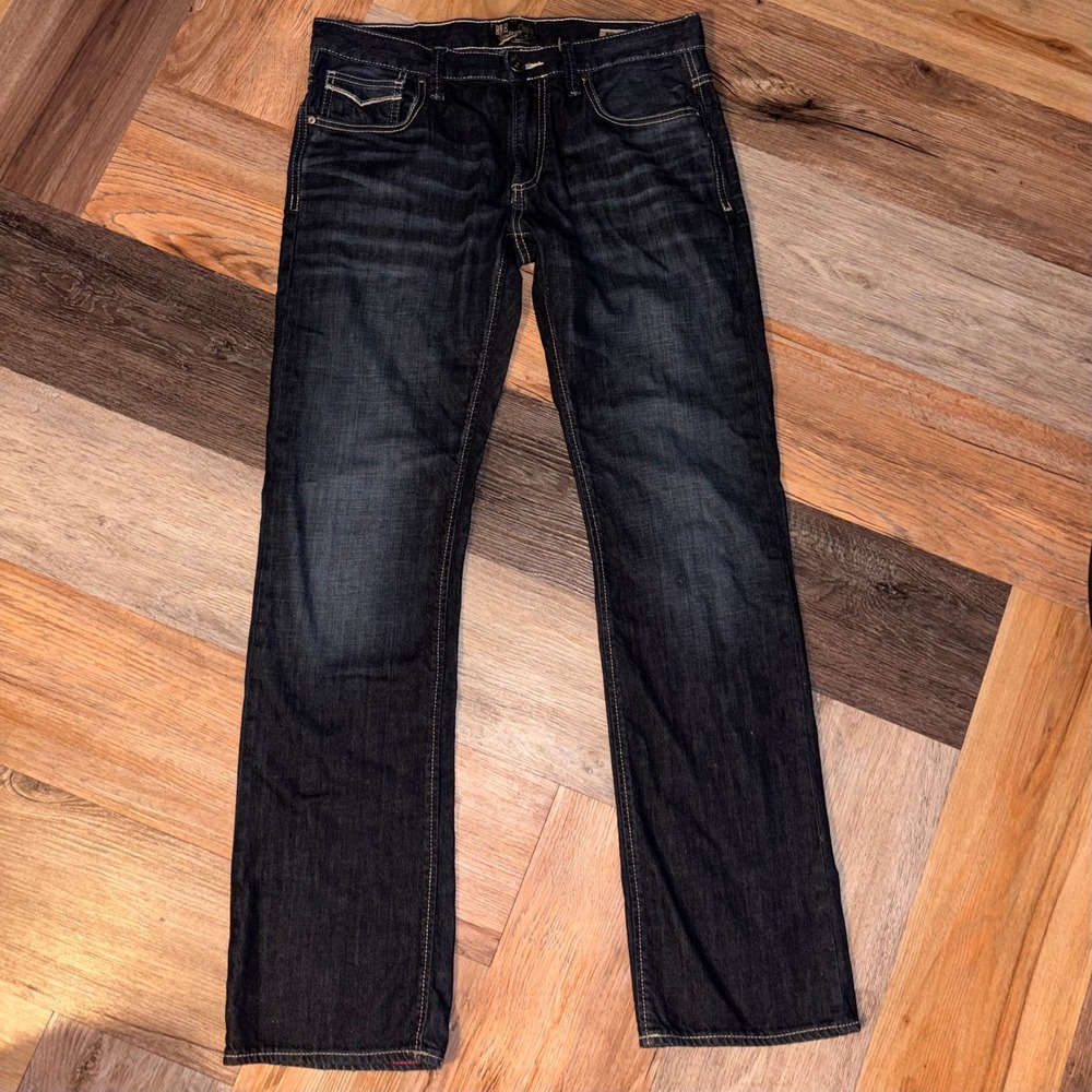 BKE Vintage Mechanic Straight Leg Jeans Dark Wash Denim 33L